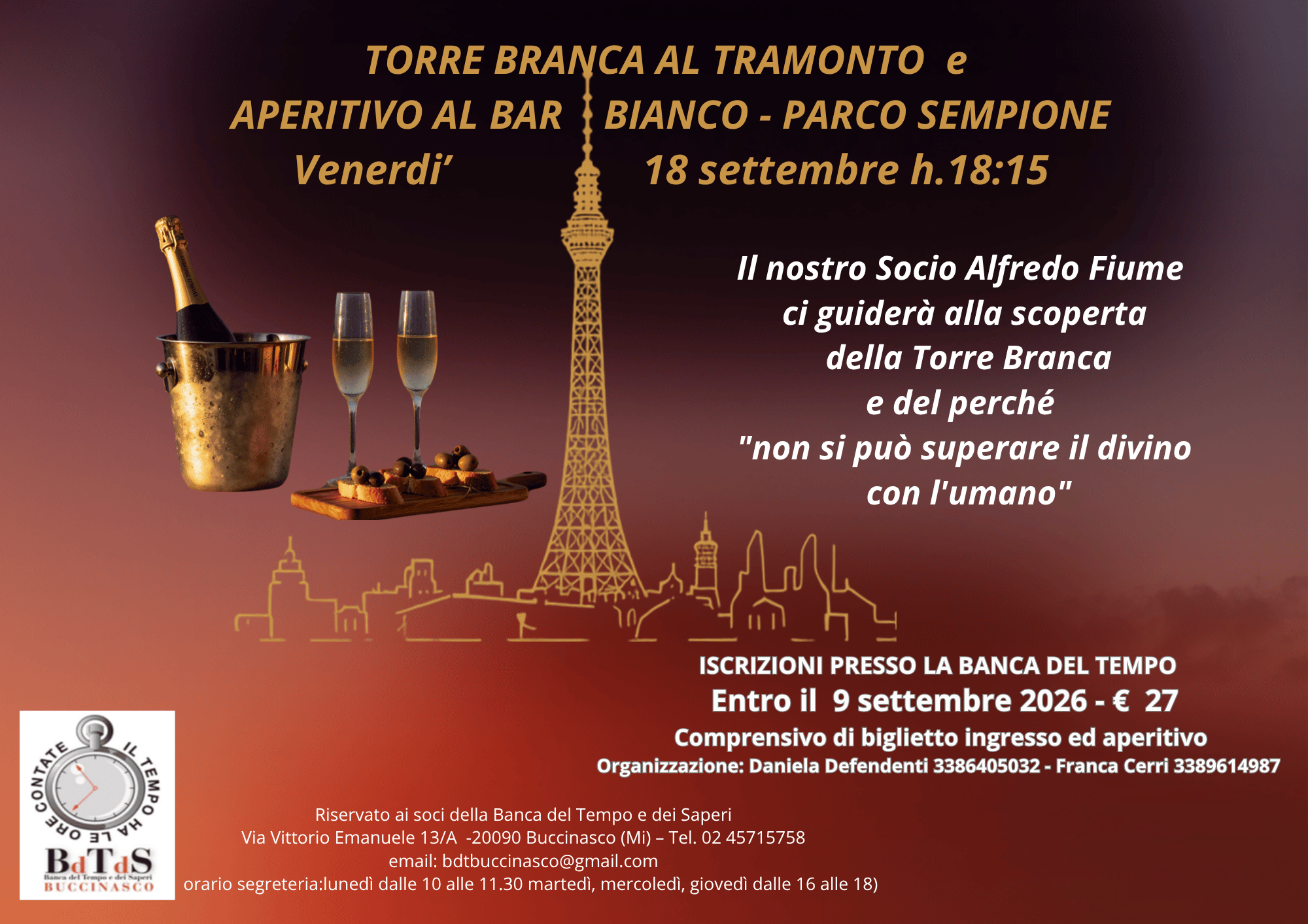Torre Branca e aperitivo al Tramonto
